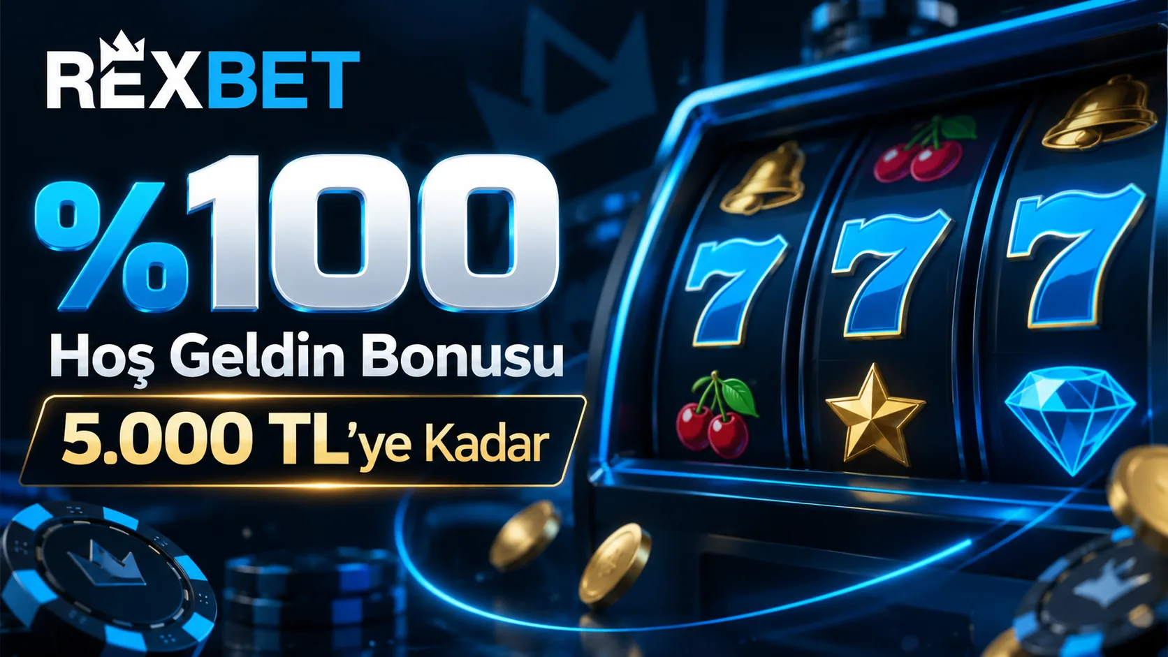 Rexbet casino hoş geldin bonusu yüzde 100, 5.000 TL'ye kadar